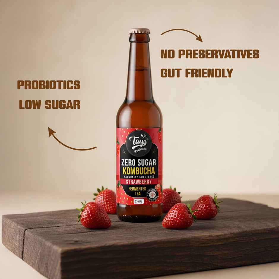 Toyo Kombucha Zero Sugar Strawberry | Non-Alcoholic Kombucha