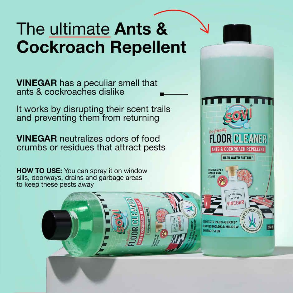 SOVI Floor Cleaner | Vinegar Power | Repels Cockroaches & Ants | Removes Stains & Odour | Lavender