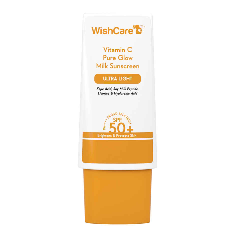 WishCare Vitamin C Pure Glow Face Sunscreen SPF 50 PA++++ Broad Spectum Ultra Light & No White Cast