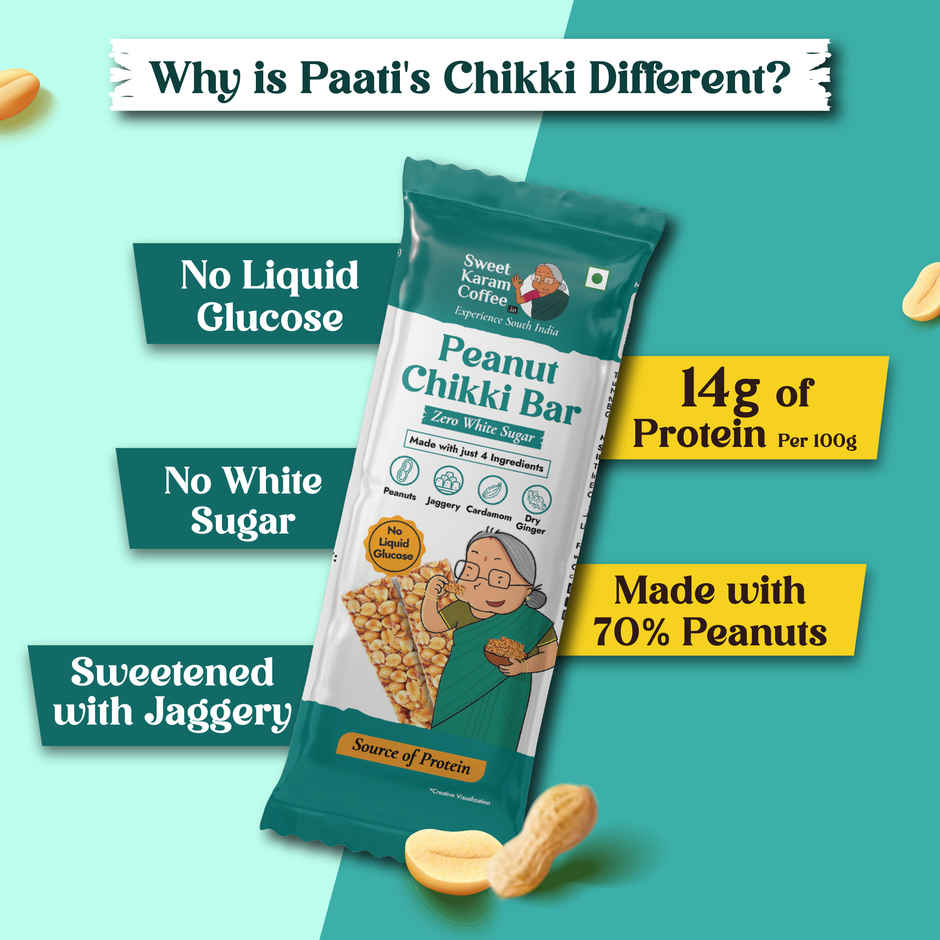Sweet Karam Coffee Peanut Chikki Bar | No White Sugar