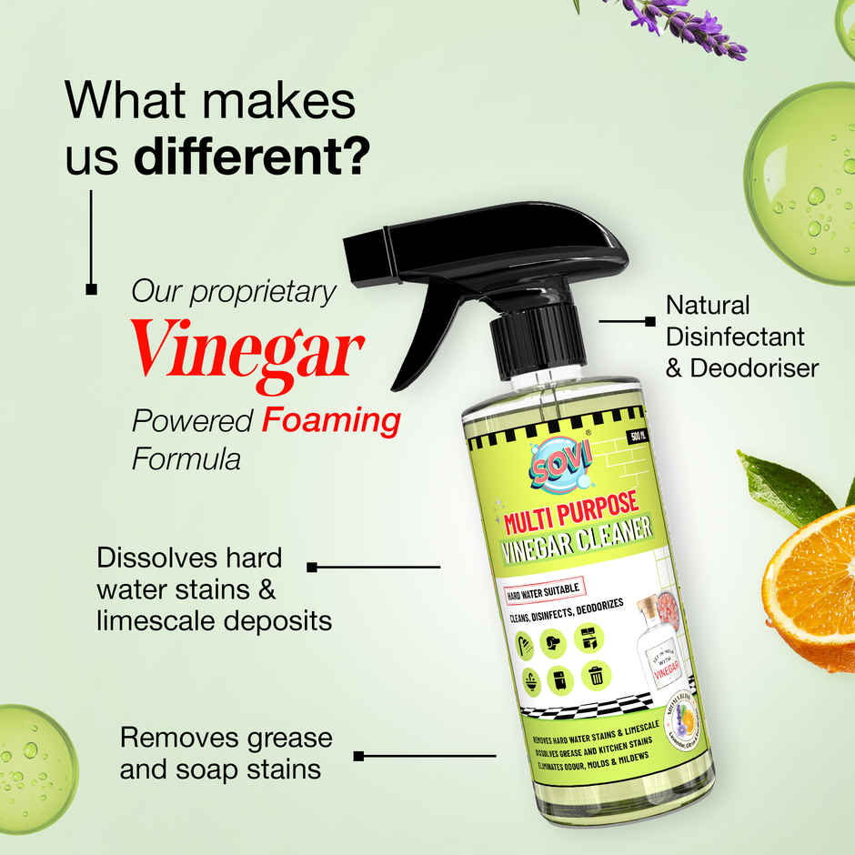 Sovi Multipurpose Vinegar Cleaner | Bathroom - Kitchen Cleaner | Degreaser | Lavender | Pack Of 2