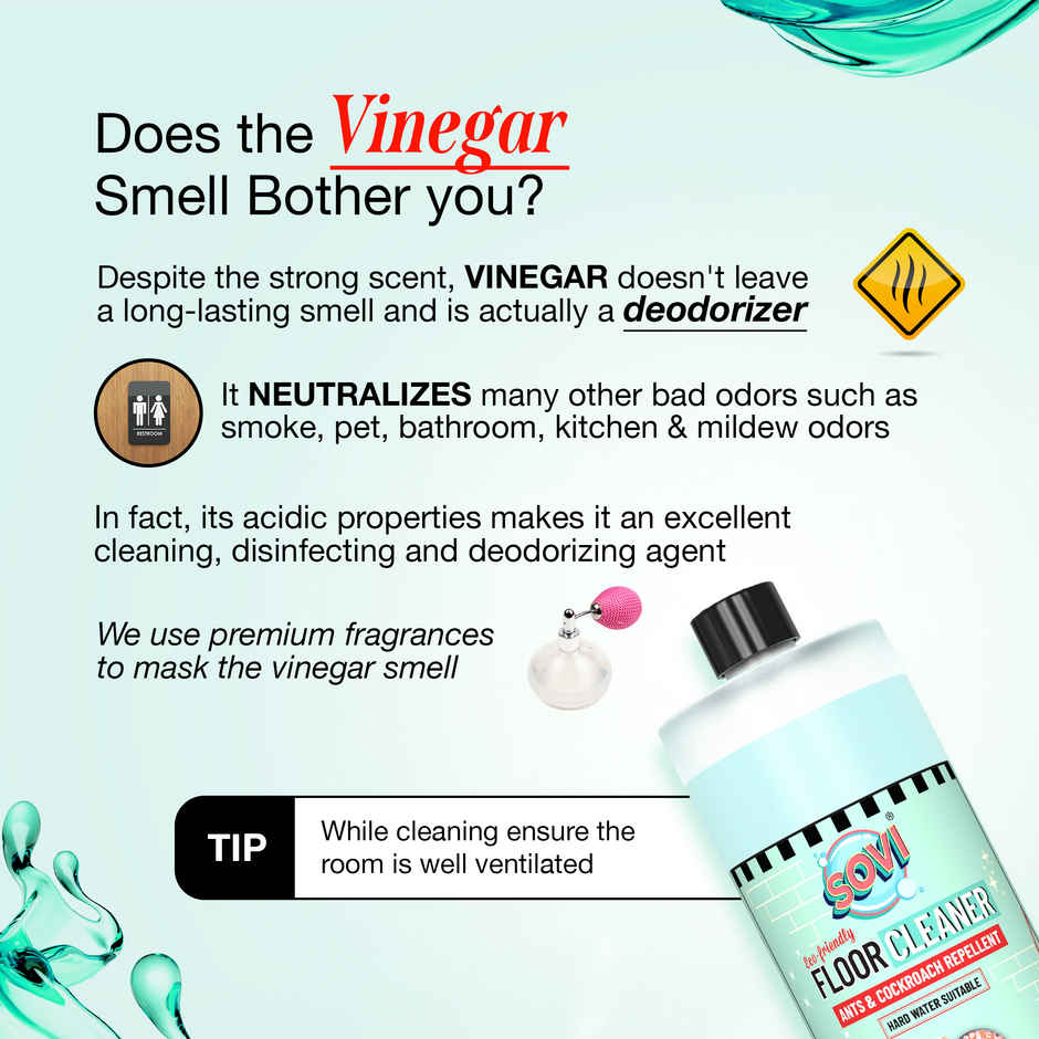 SOVI Floor Cleaner | Vinegar Power | Repels Cockroaches & Ants | Removes Stains & Odour | Lavender