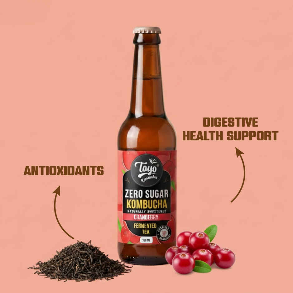 Toyo Kombucha Zero Sugar Cranberry | Non-Alcoholic Kombucha