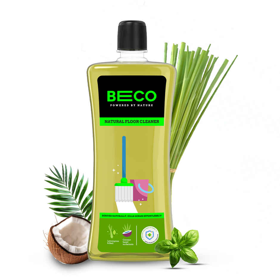 Beco Toilet Tissue Paper Roll - 3 Ply - Ecofriendly (6pc) & Beco Lemongrass & Basil Freshness Natural Disinfectant Floor Cleaner (500ml) Combo 