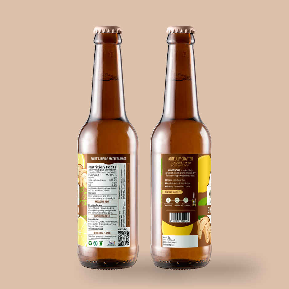 Toyo Kombucha Low Sugar Ginger Lemon | Non-Alcoholic Kombucha