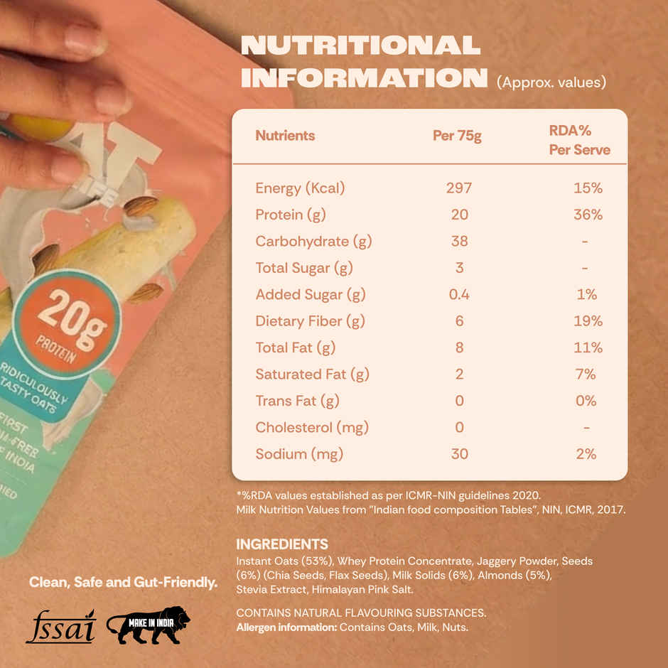 GOAT Life Almond Kulfi High-Protein Overnight Oats