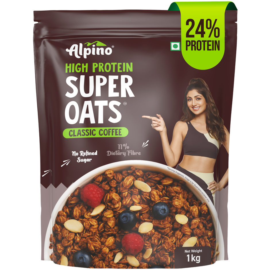 Alpino 24g High Protein Super Oats Classic Coffee with Rosemary Extract | No Refined Sugar & Salt