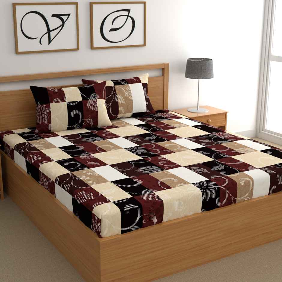CG HOMES Double Bedsheet With Two Pillow Covers | Design Db1330