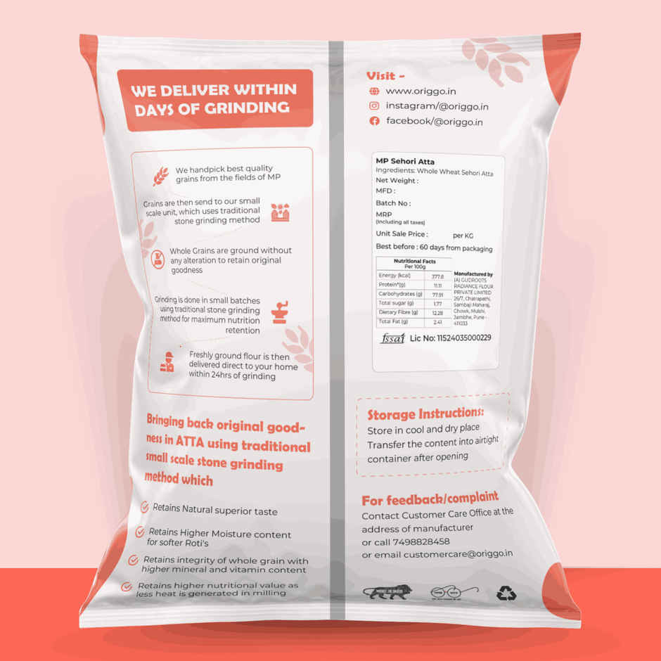 Origgo MP Sehori Stone Ground Atta-Normal Pissai