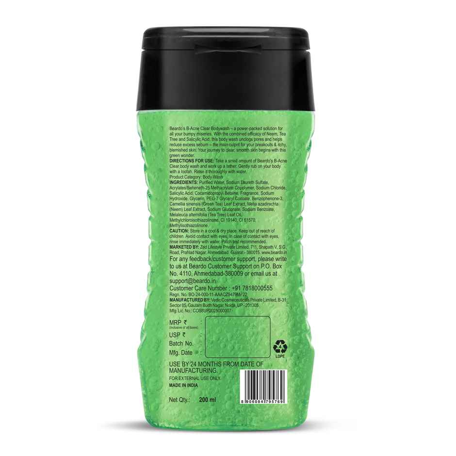 Beardo B-Acne Clear Body Wash Salicylic & Tea Tree