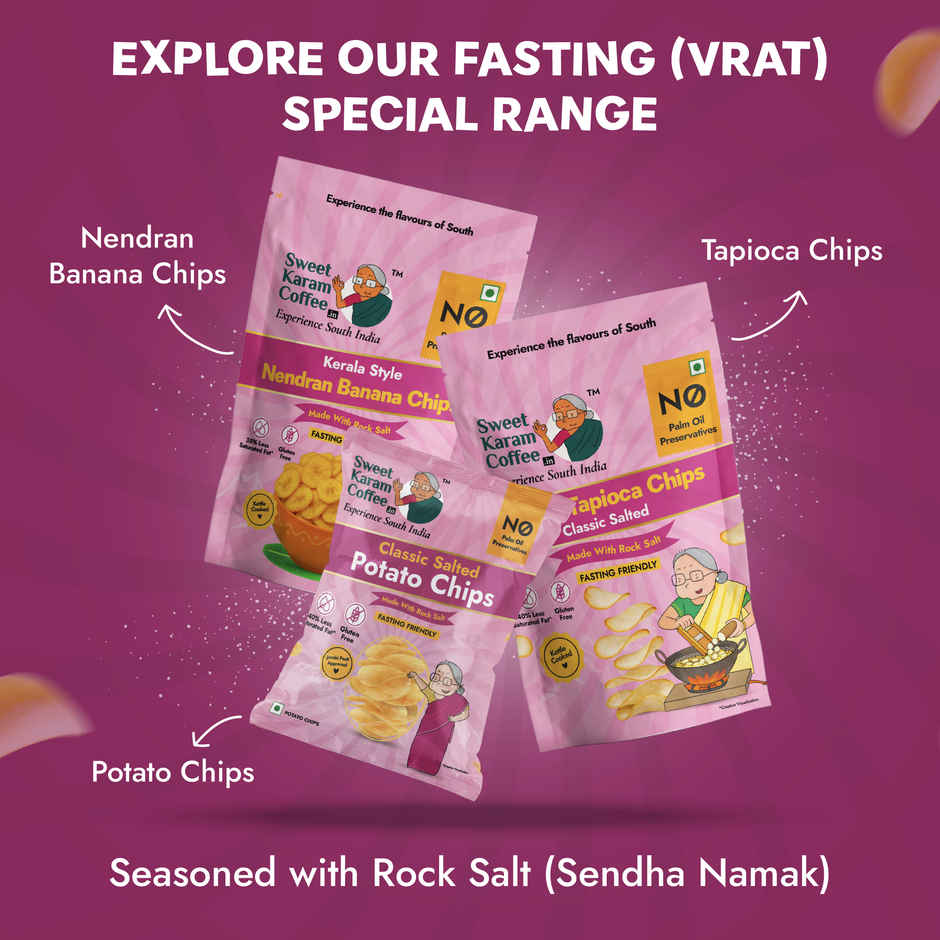 Sweet Karam Coffee Rock Salt Nendran Banana Chips - Fasting (Vrat) Special