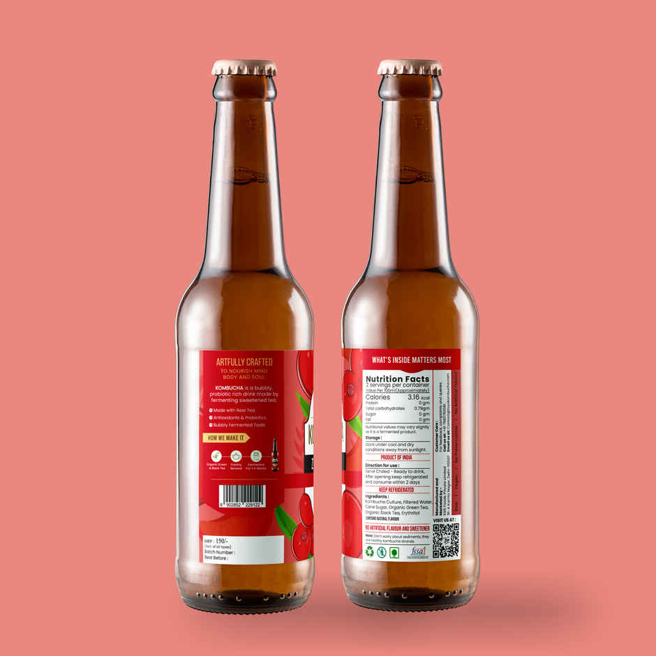 Toyo Kombucha Zero Sugar Cranberry | Non-Alcoholic Kombucha