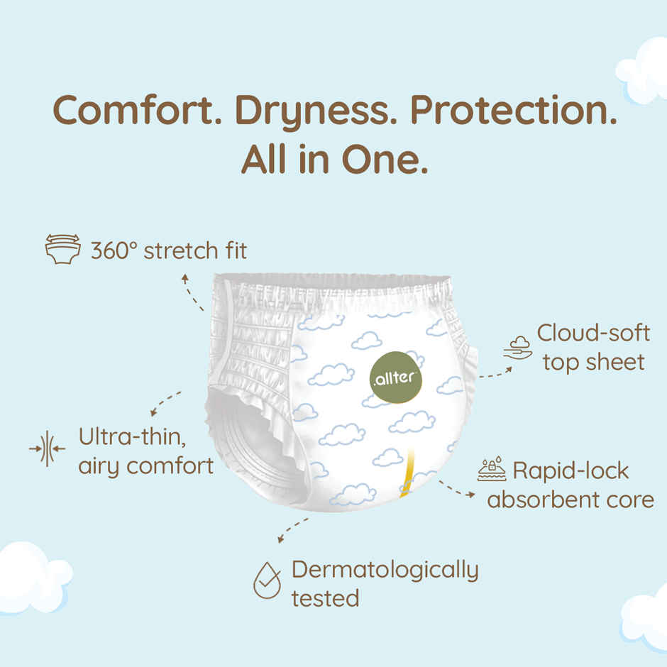 allter Breeze Baby Diaper Pants M Size | 7-12 kgs | M | 32 pcs