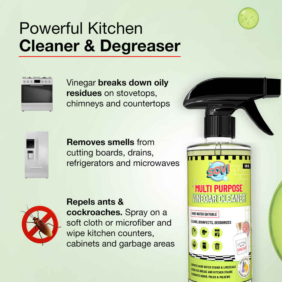 Sovi Multipurpose Vinegar Cleaner | Bathroom - Kitchen Cleaner | Degreaser | Lavender | Pack Of 2