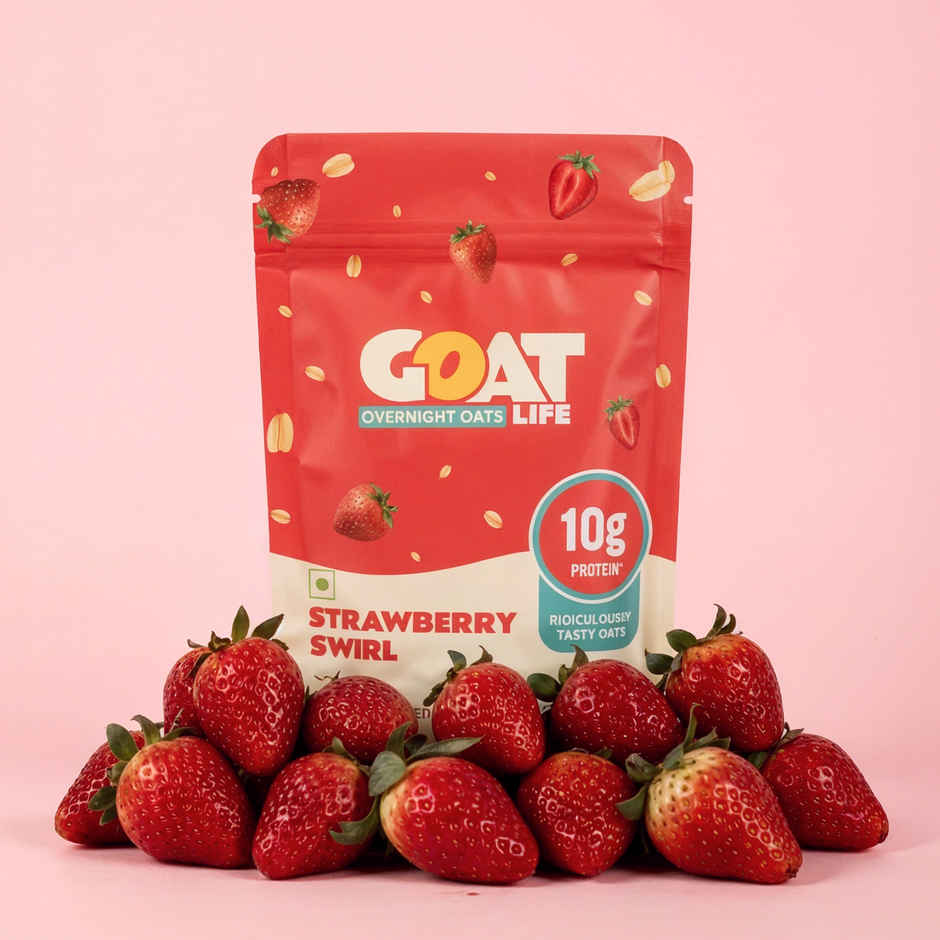 GOAT Life Strawberry Swirl High-Protein Overnight Oats