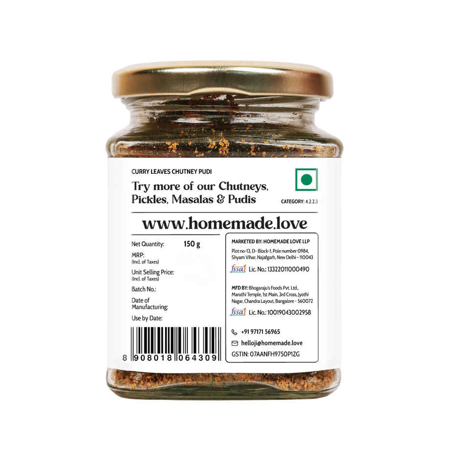 Homemade Love- Curry leaves Chutney Pudi