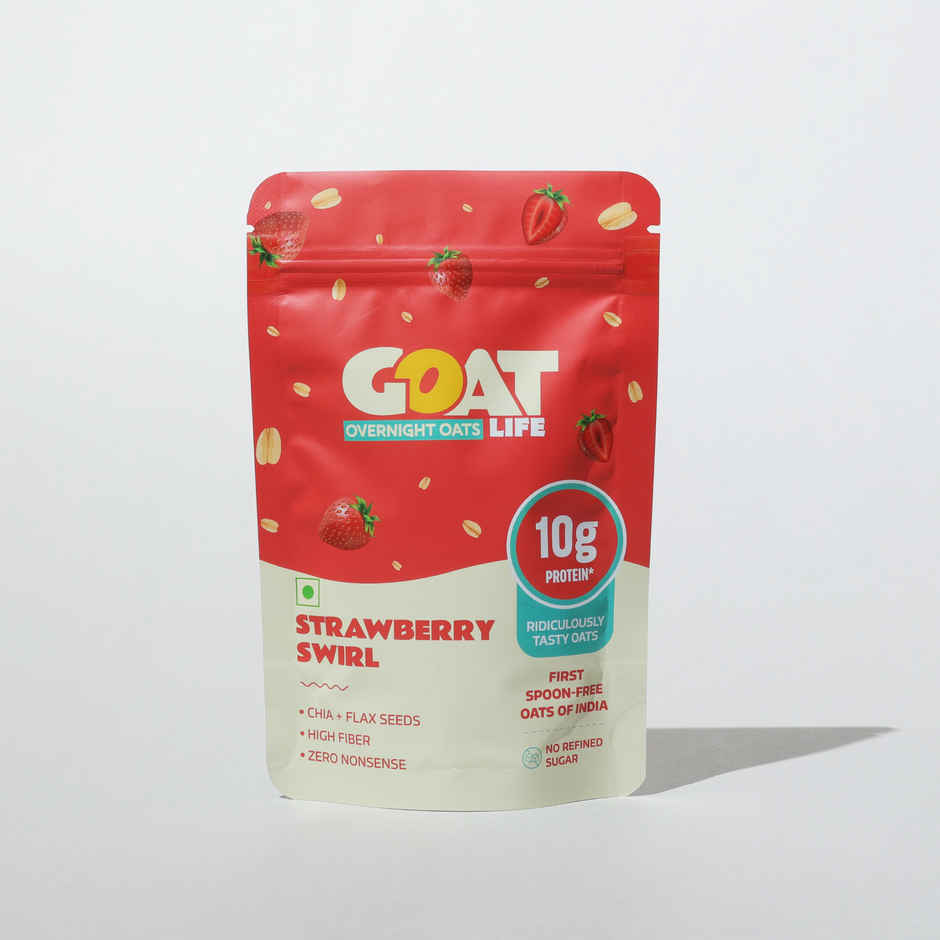 GOAT Life Strawberry Swirl High-Protein Overnight Oats