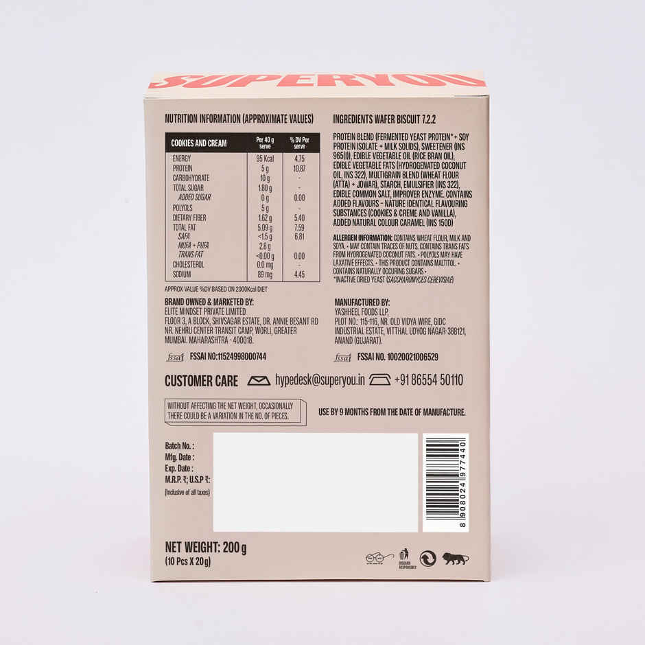 SuperYou Mini Cookies & Cream Protein Wafer Bar