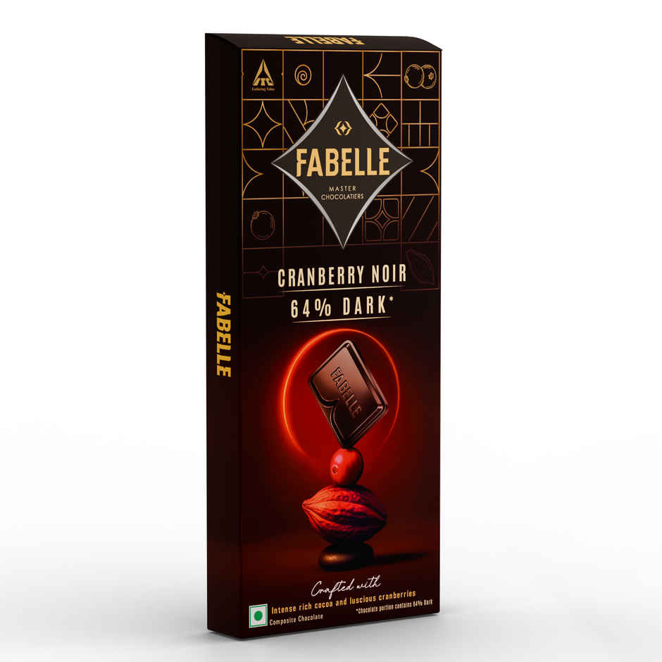 Fabelle Cranberry Noir Dark Chocolate | 64% Intense Rich Cocoa | Luscious Cranberry
