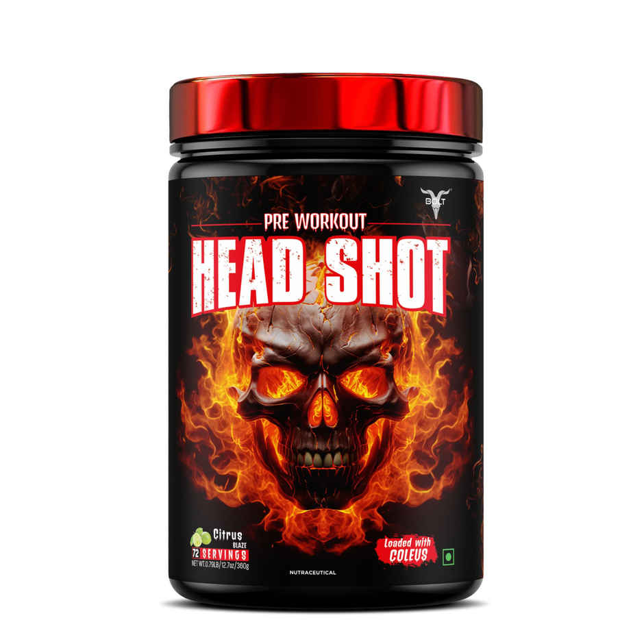 Bolt Head Shot Pre Workout Extreme Energy Intense Muscle Pump Citrus Blaze