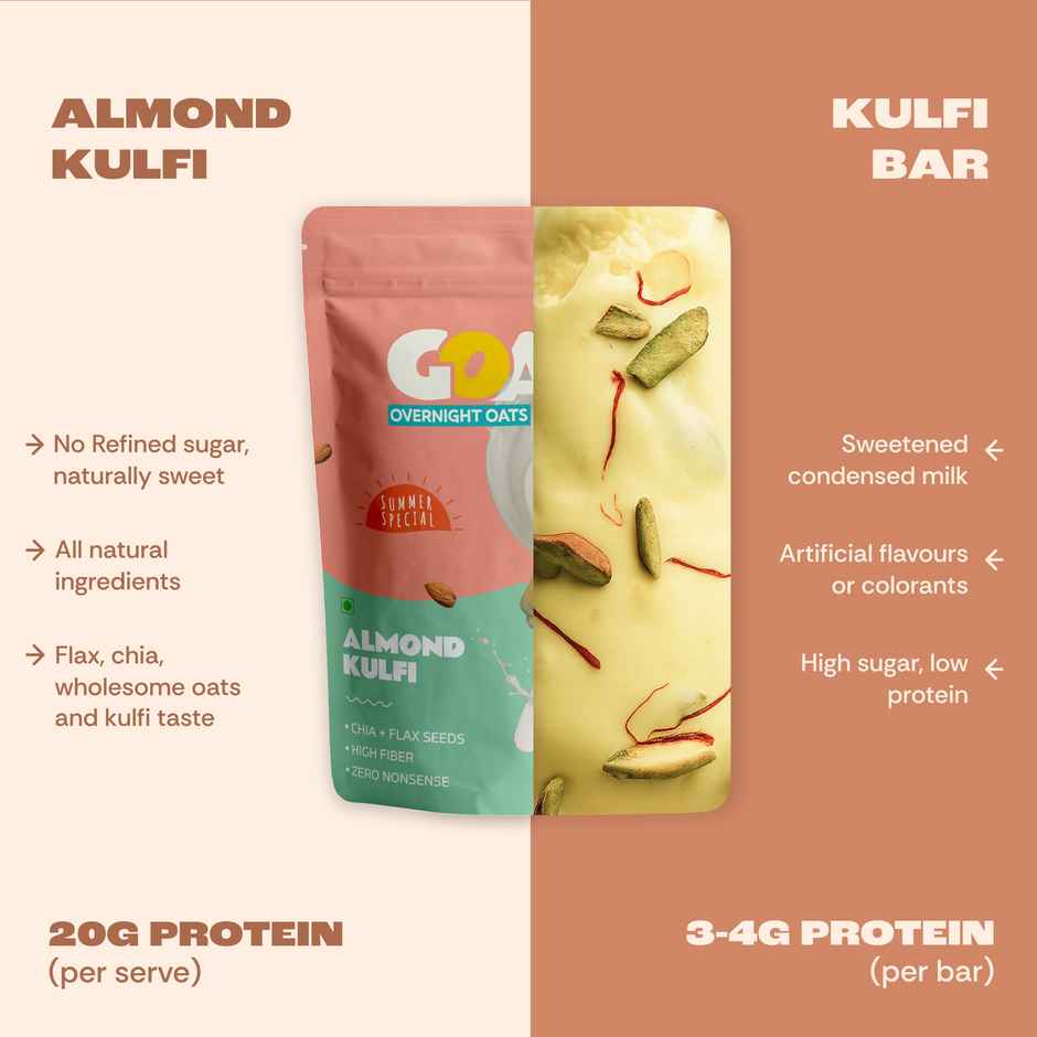 GOAT Life Almond Kulfi High-Protein Overnight Oats