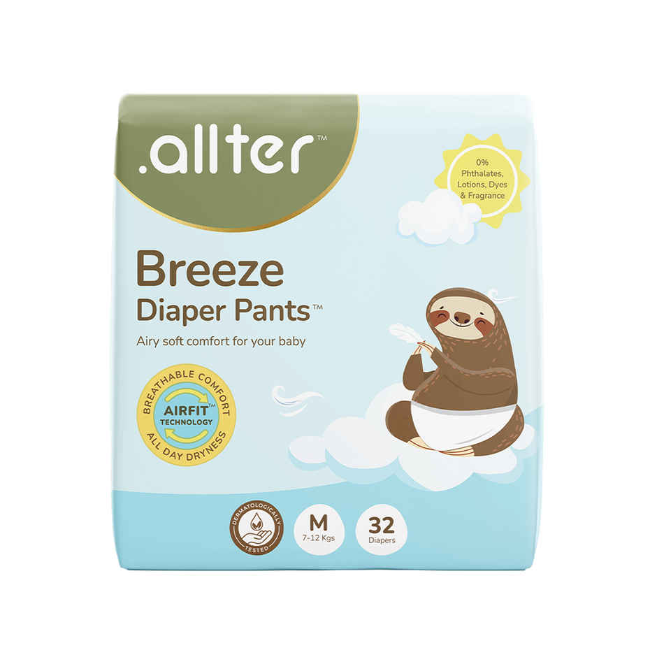allter Breeze Baby Diaper Pants M Size | 7-12 kgs | M | 32 pcs