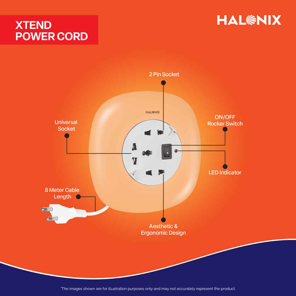Halonix Add-On Triny Pro+ Extension Cord | 8 m