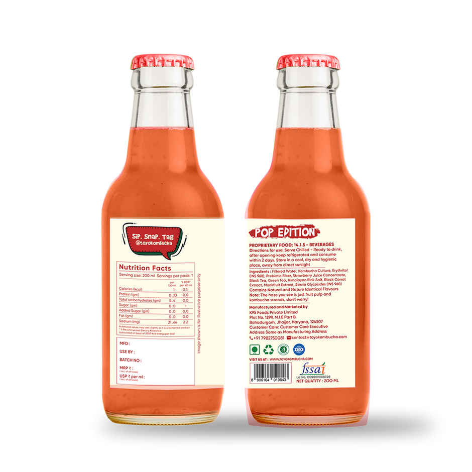 Toyo Kombucha Zero Sugar Strawberry Cream