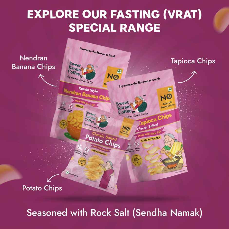 Sweet Karam Coffee Rock Salt Potato Chips - Fasting (Vrat) Special