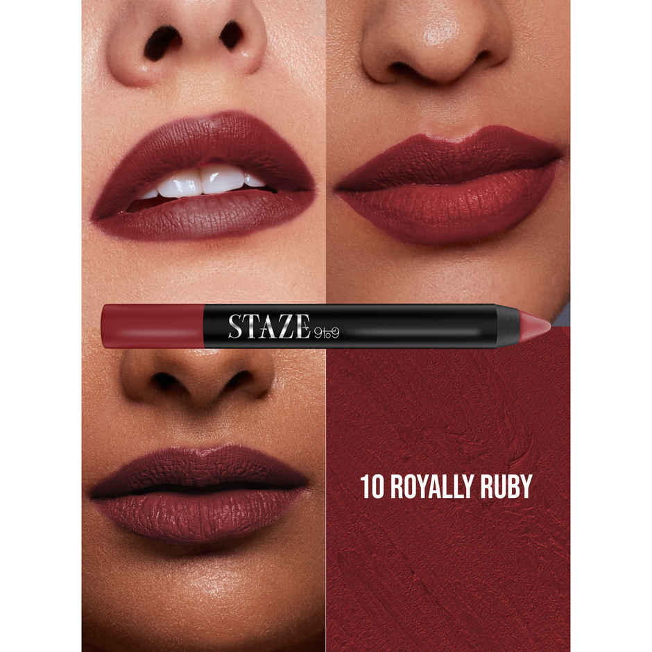 Staze Non-Drying & Smudgeproof Matte Lip Crayon |10 Royally Ruby