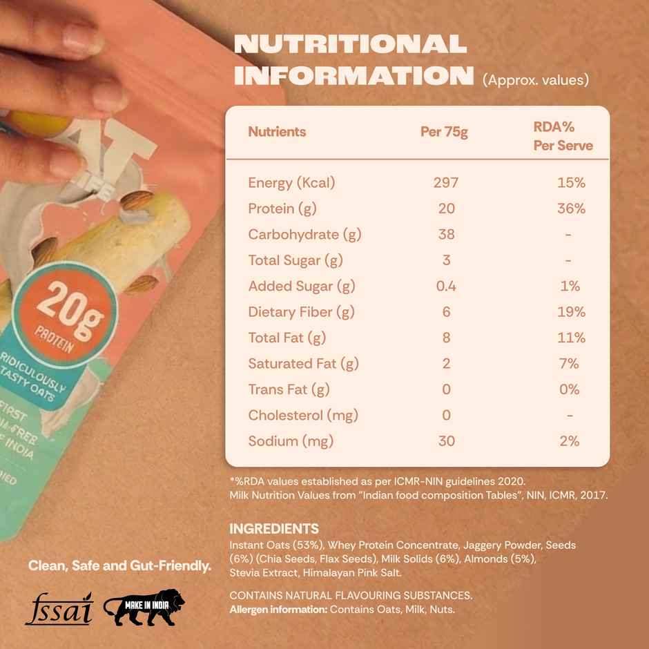 GOAT Life Almond Kulfi High-Protein Overnight Oats