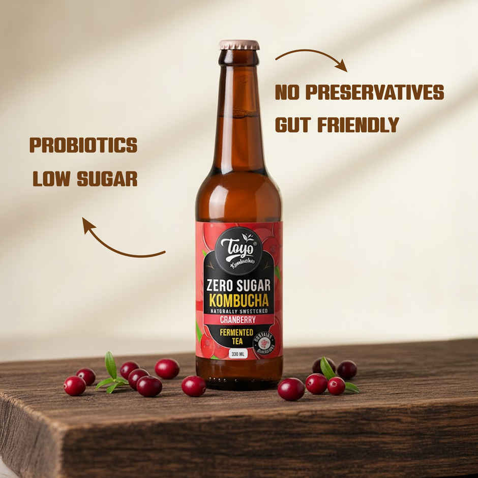 Toyo Kombucha Zero Sugar Cranberry | Non-Alcoholic Kombucha
