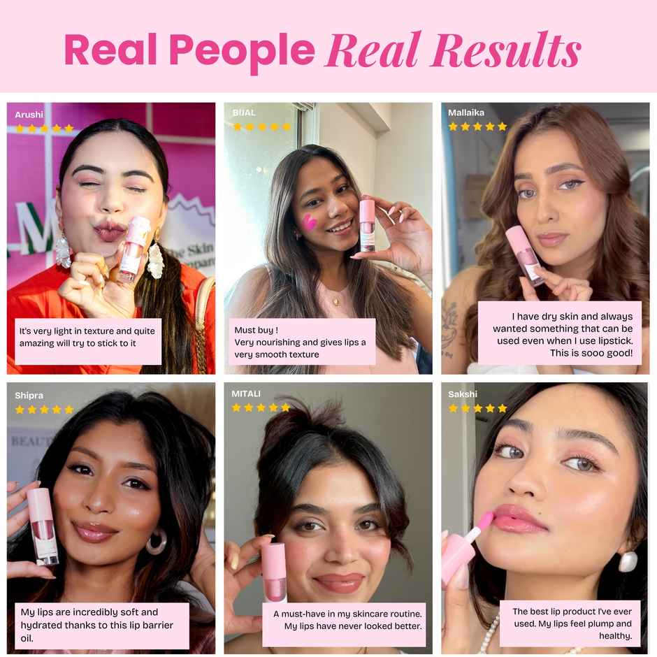 The Skin Diet Company Lip Barrier Oil Clear Gloss With Peptides Hydrates | For Dry & Pigmented Lips