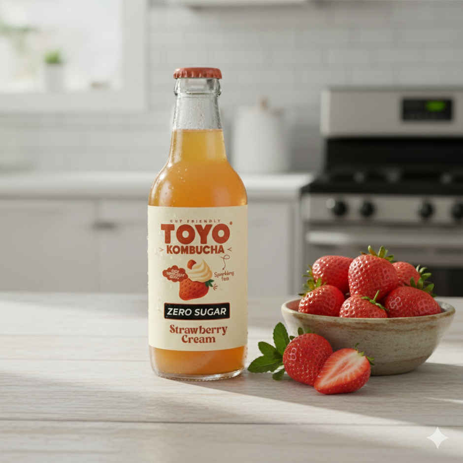 Toyo Kombucha Zero Sugar Strawberry Cream