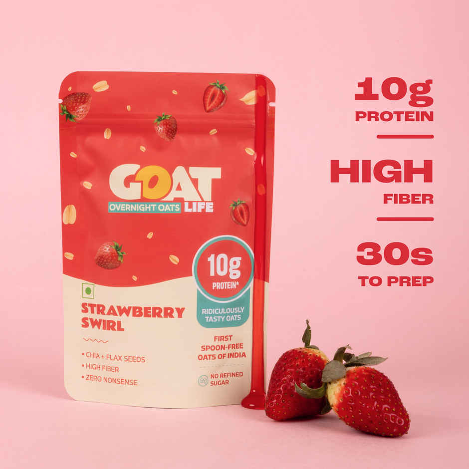 GOAT Life Strawberry Swirl High-Protein Overnight Oats