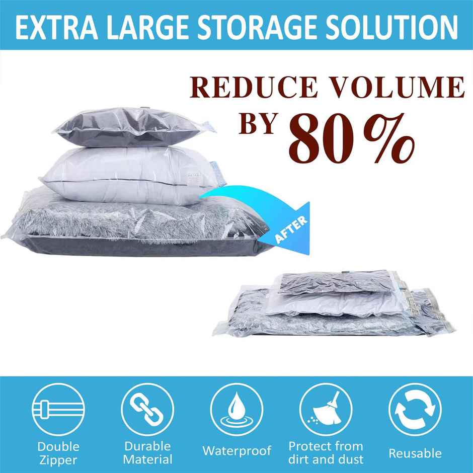 Lazer Space Saver Reusable Vacuum Bags for Travel with Hand Pump | Transparent