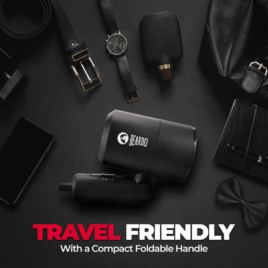 BEARDO Styling Gun Ultra Compact Hair Dryer, 1100 Watts Foldable Hair Dryer, 3 Heat 2 Speed Setting - Matte Black