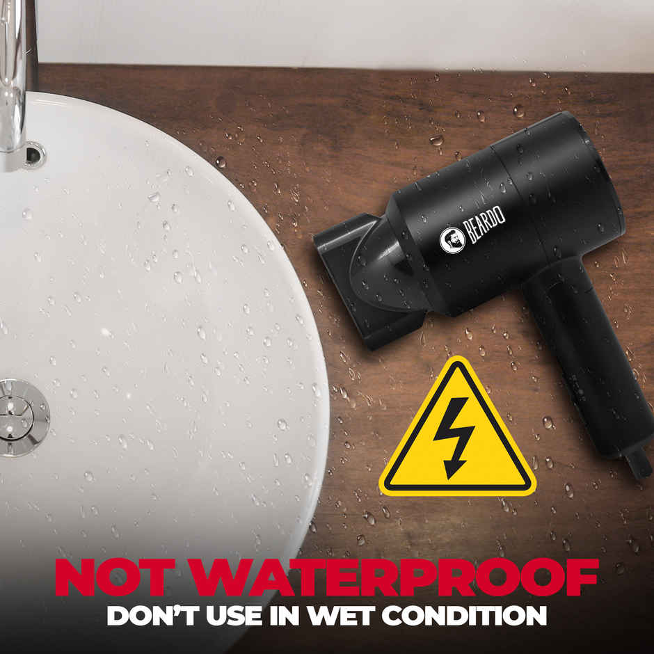 BEARDO Styling Gun Ultra Compact Hair Dryer, 1100 Watts Foldable Hair Dryer, 3 Heat 2 Speed Setting - Matte Black