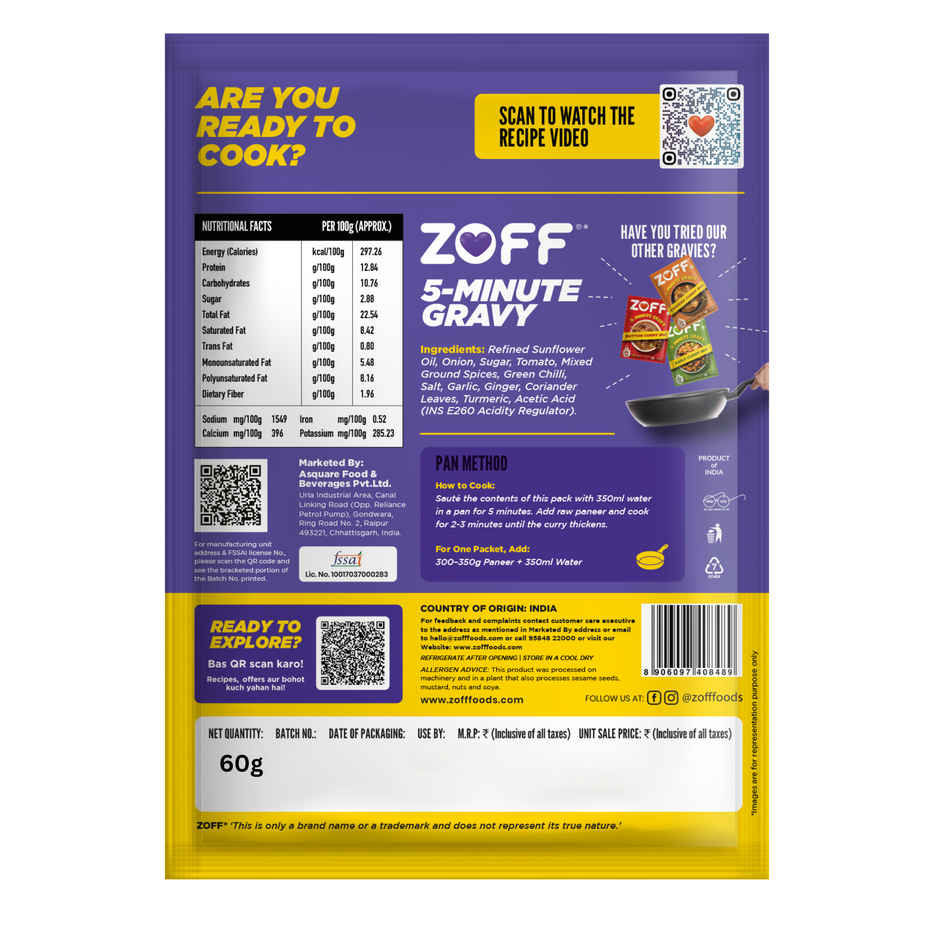 Zoff 5Mins Gravy Paneer