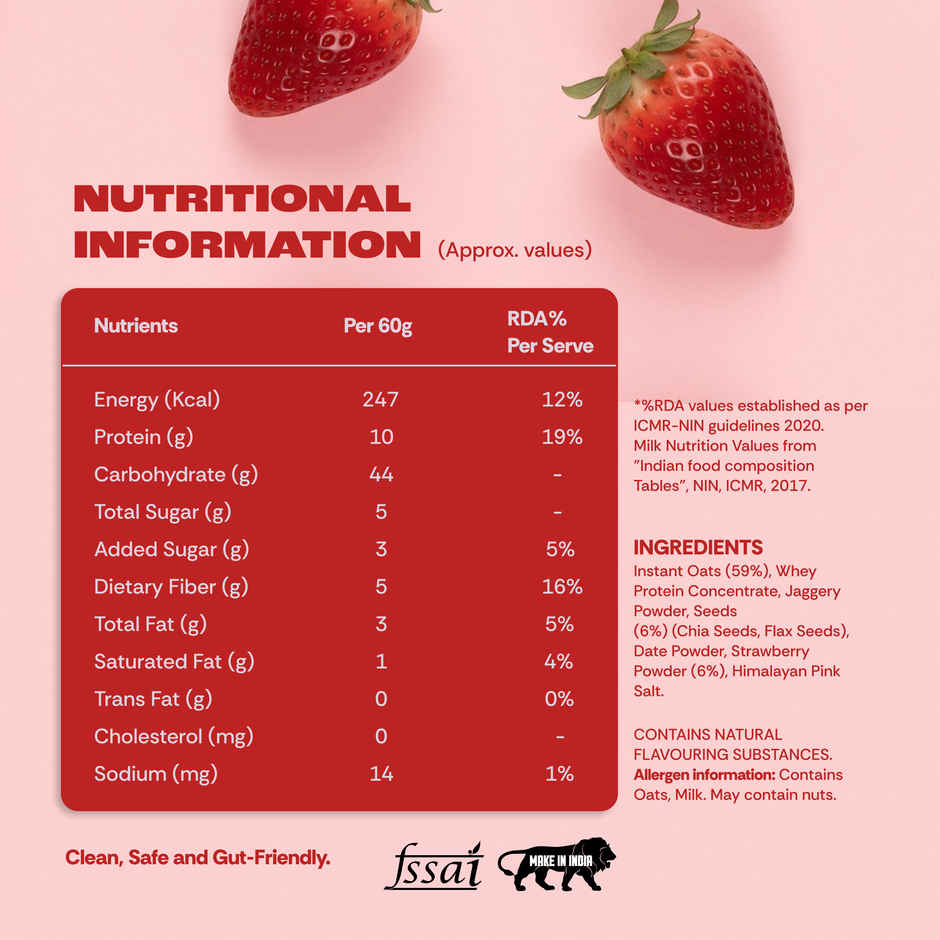 GOAT Life Strawberry Swirl High-Protein Overnight Oats