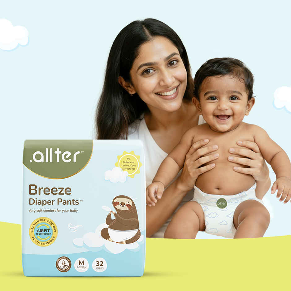 allter Breeze Baby Diaper Pants M Size | 7-12 kgs | M | 32 pcs