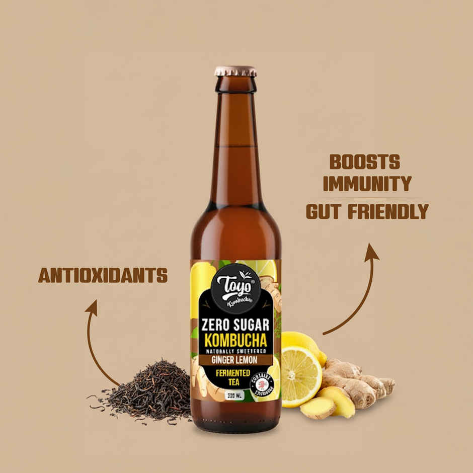 Toyo Kombucha Zero Sugar Ginger Lemon | Non-Alcoholic Kombucha