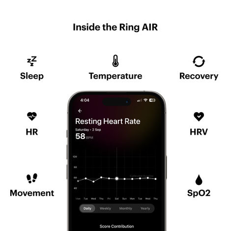Ultrahuman Ring Air Smartring, Advanced Sleep, Movement & Recovery Tracker, Matte Grey(Size 13)