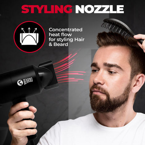 BEARDO Styling Gun Ultra Compact Hair Dryer, 1100 Watts Foldable Hair Dryer, 3 Heat 2 Speed Setting - Matte Black