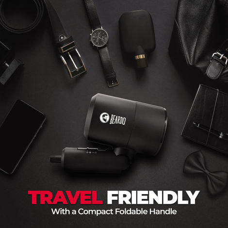 BEARDO Styling Gun Ultra Compact Hair Dryer, 1100 Watts Foldable Hair Dryer, 3 Heat 2 Speed Setting - Matte Black