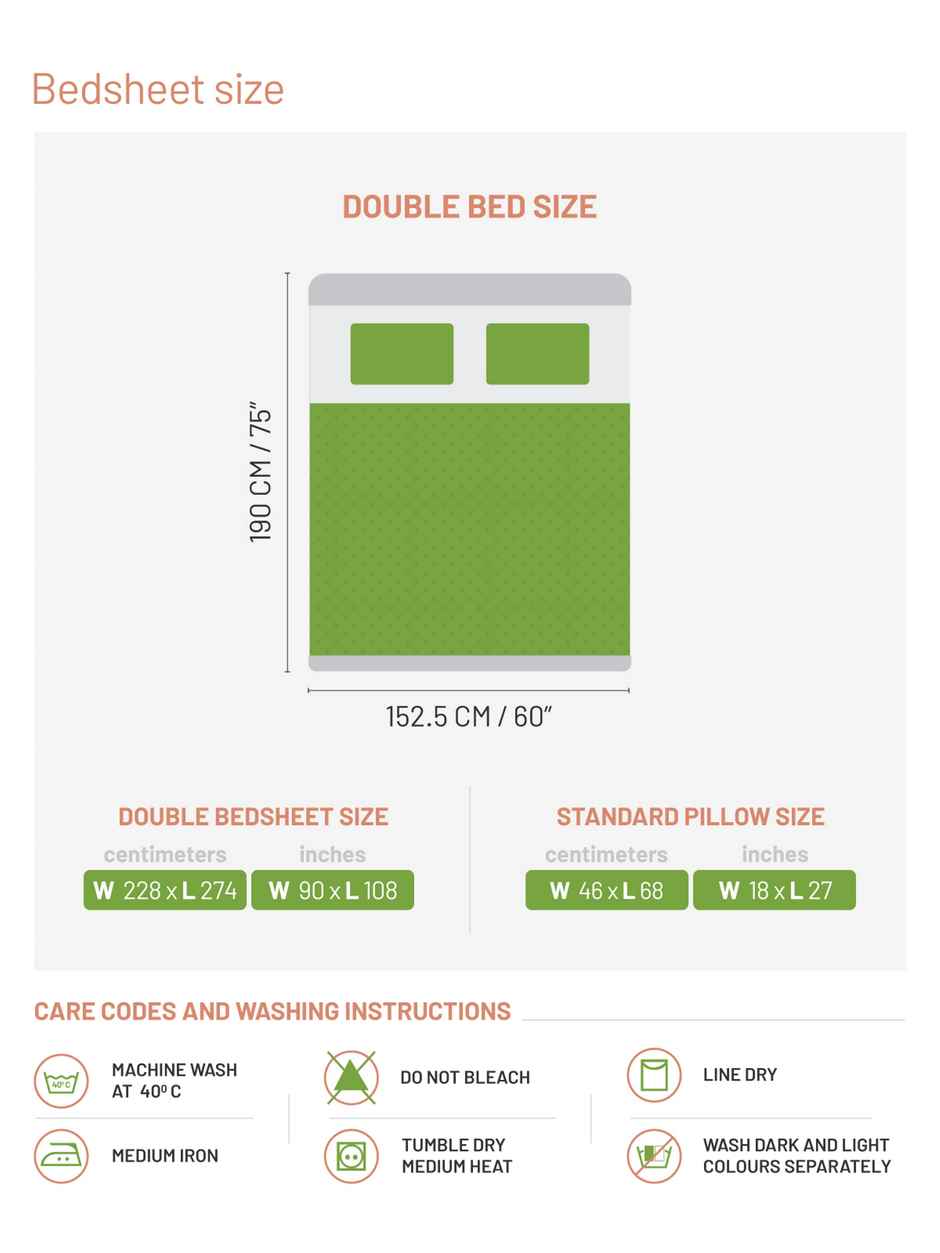 DDecor Cotton King Flat Bedsheet | 2 Pillow Covers | Yellow & Grey