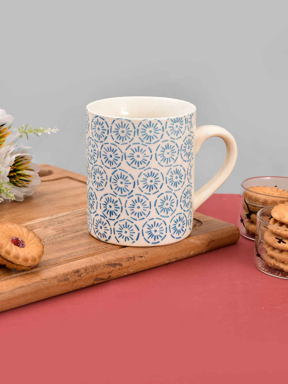 Sanjeev Kapoor by OGGN Ceramic Printed Coffee,Tea,Milk & Mug | Blue R - 280 ml