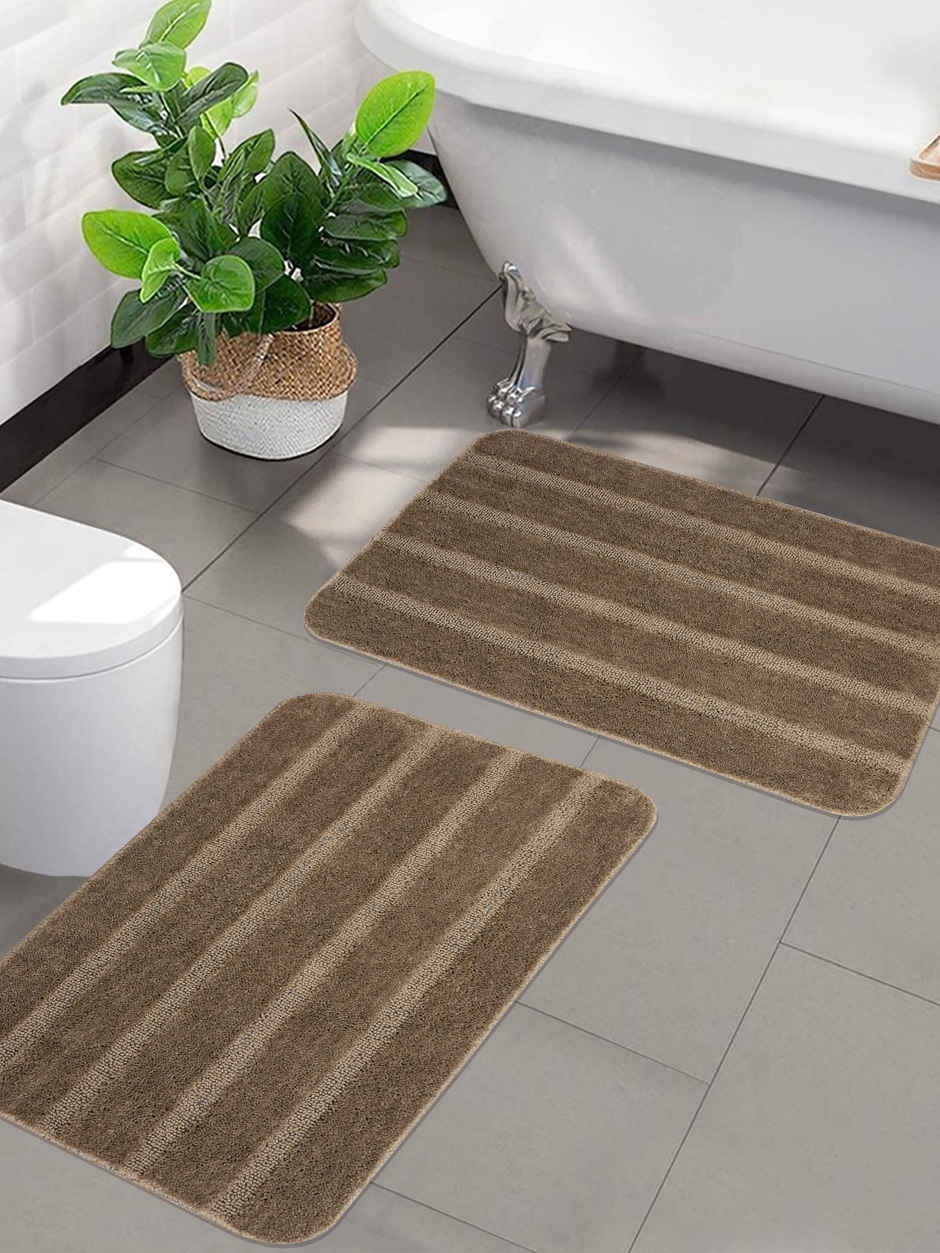 Saral Home Microfiber Anti-Slip Door/Bath Mat | Brown - 50 x 80 cm