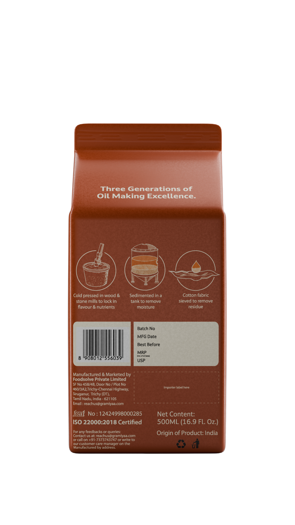 Gramiyaa Sesame - Gingelly (Til) Wood Cold Pressed Oil