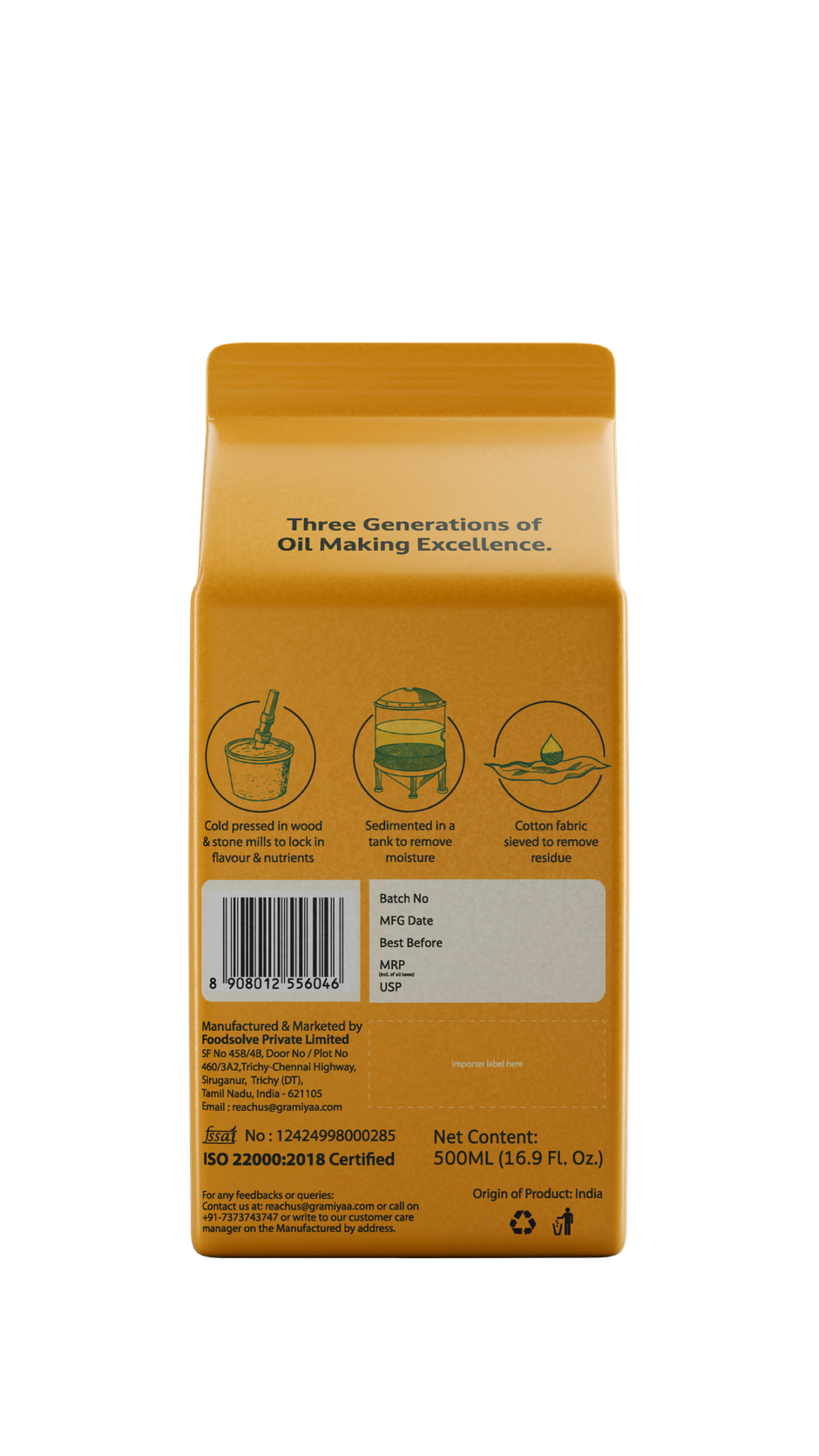 Gramiyaa Groundnut (Peanut) Cold Pressed Oil | Healthy Cooking Oil